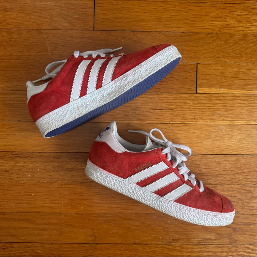2005 Vintage Red Adidas Gazelles size 7 in men’s